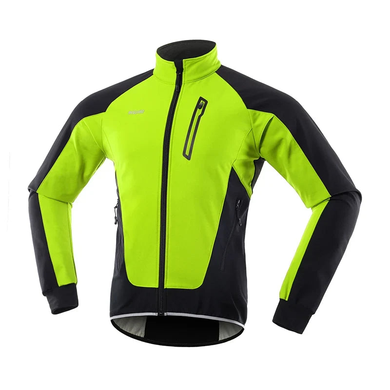 Men's Winter Cycling Jacket Thermal Fleece Warm Up Bicycle Clothing Windproof Waterproof Soft Shell Coat MTB Bike Jersey
