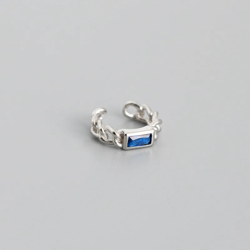 925 Sterling Silver Colorful Square Shiny Zircon Beads Piercing Stud Earrings for Women Fashion Gothic Exquisite Jewelry