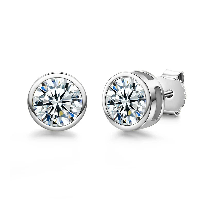 1ct 2ct Total D Color Round Moissanite 18K Gold Plated Stud Earrings Stud Earrings  For Woman