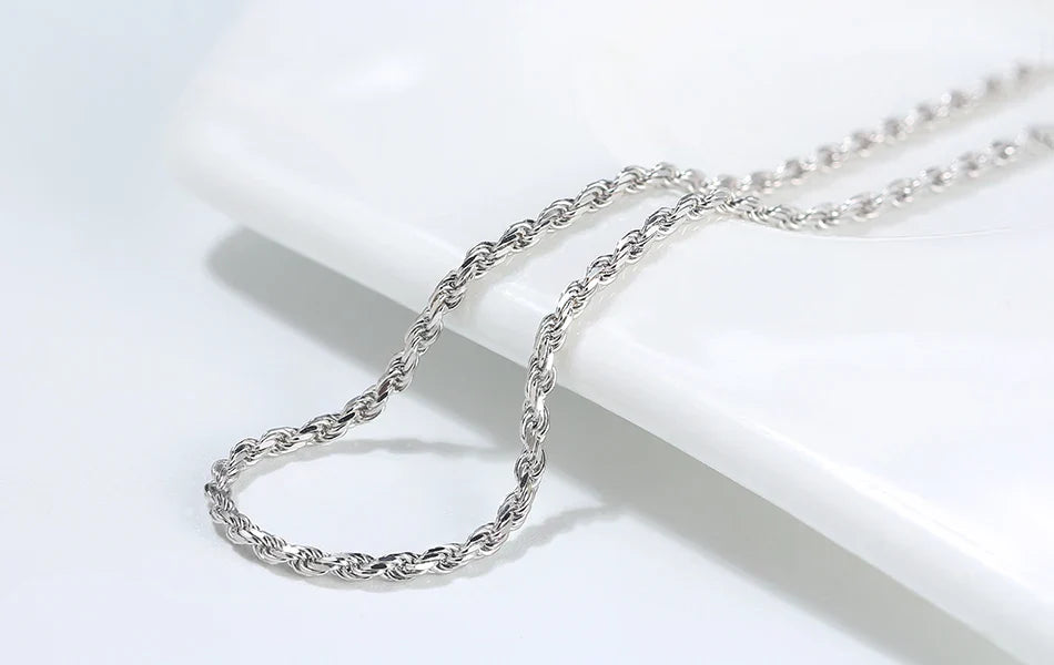 925 Silver Wholesale 40-60cm 14K 18K Gold Plated Rope Chain Necklace for Women Man Vintage Style 16-24Inch SC29