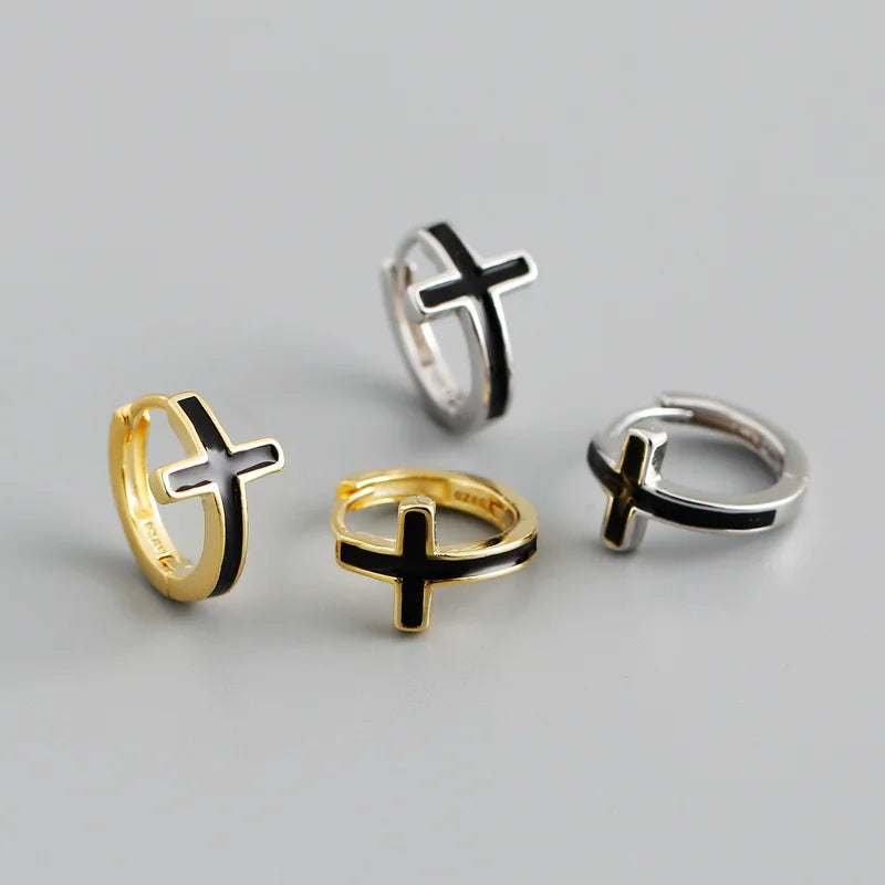 925 Sterling Silver Earring Colorful Dripping Oil Material Ear Ring Ear Buckle Rhombus Shape Trend Wild Girl Women Boy Ear Jewel