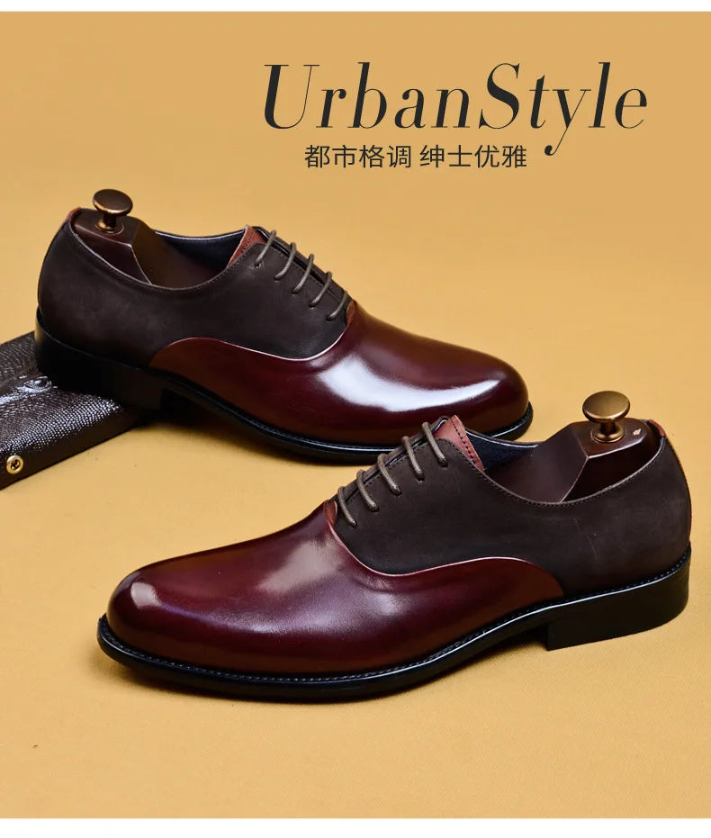 Genuine Cow Leather Brogue Wedding Business Men Casual Flats Vintage Handmade Oxford Shoes For Men Black Burgundy 2024