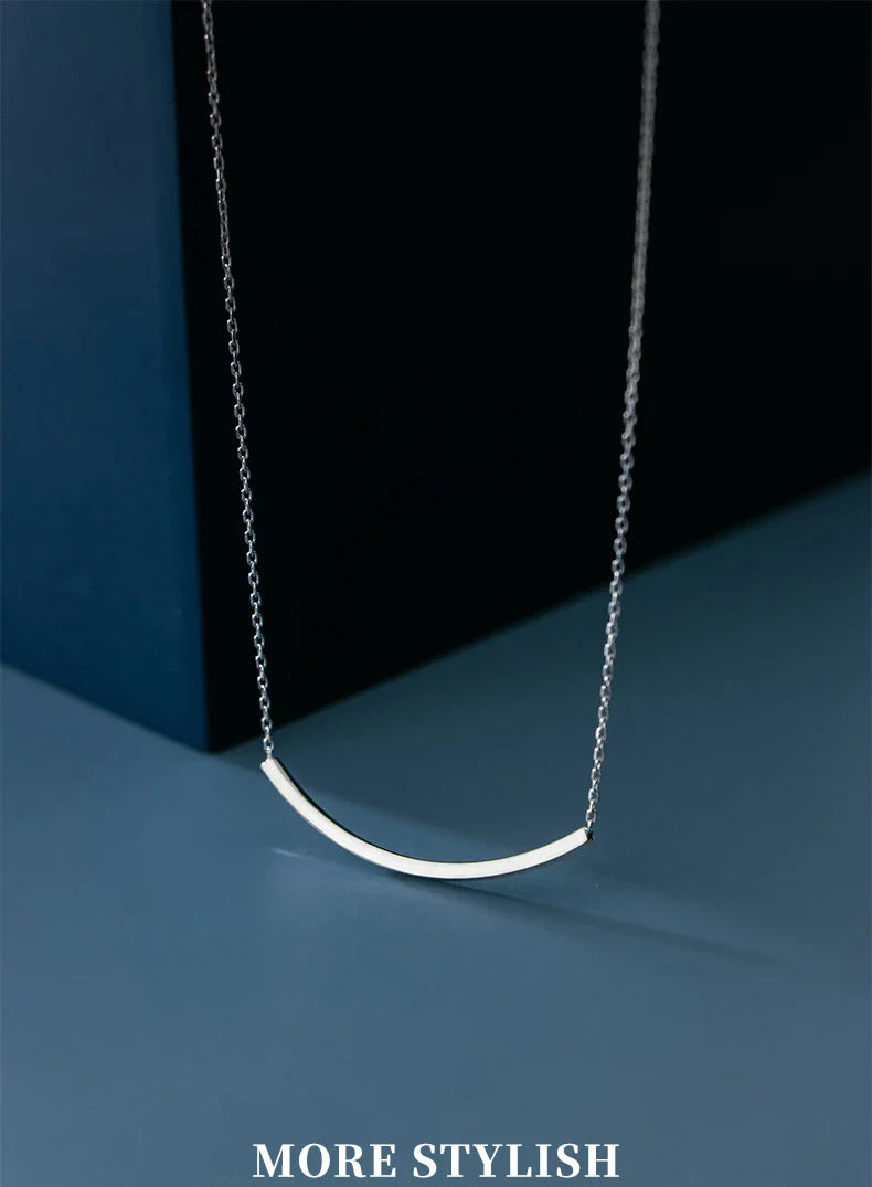 Silver Simple Geometric Female Necklaces 100% 925 Sterling Silver Classic Fashion Chain Necklaces For Women Girl Jewelry