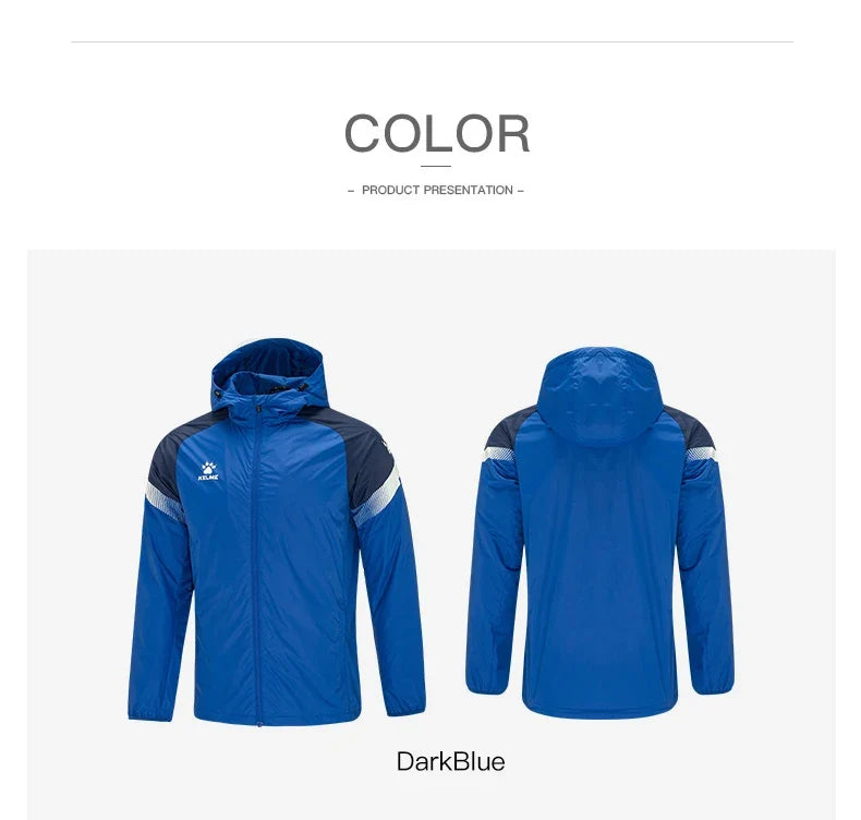 Men's Windbreaker Running Jacket Soccer Kid Hooded Windproof Coat Couple Training Waterproof Jacket Quick Dry 8061WT1005