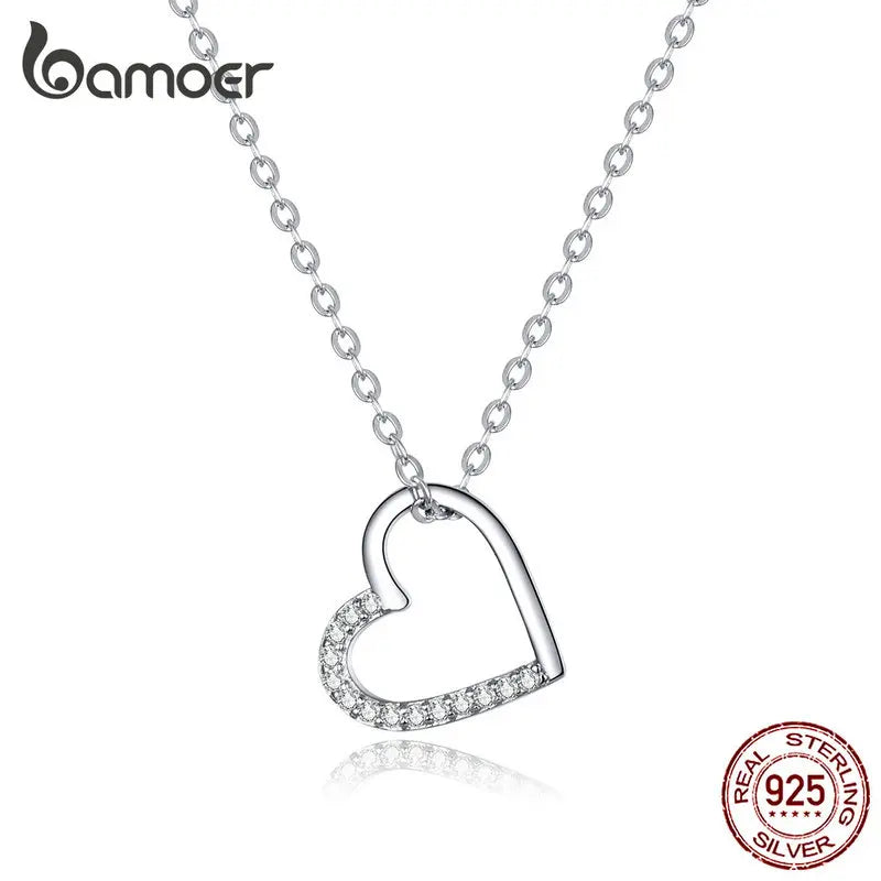 Genuine 925 Sterling Silver The shape of love Chain Necklace for Women Fine Jewelry New Collar SCN347