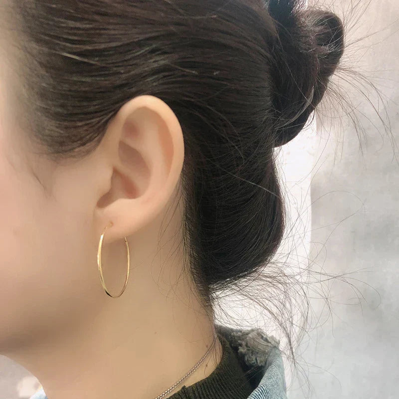 Genuine 925 Sterling Silver Fashion Korean Simple Hoop Earrings for Women Men Charming Chic Party Jewelry Accessories