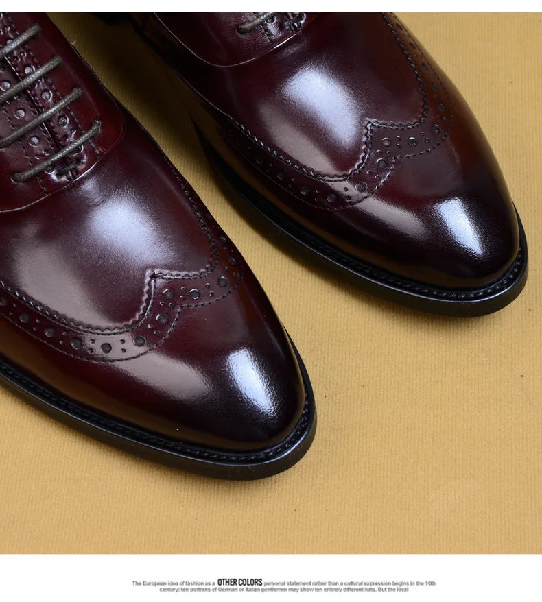 Full Grain Leather Men Retro Italian Design Men Brogues Genuine Leather Dress Shoes Handmade Wedding Shoes For Men
