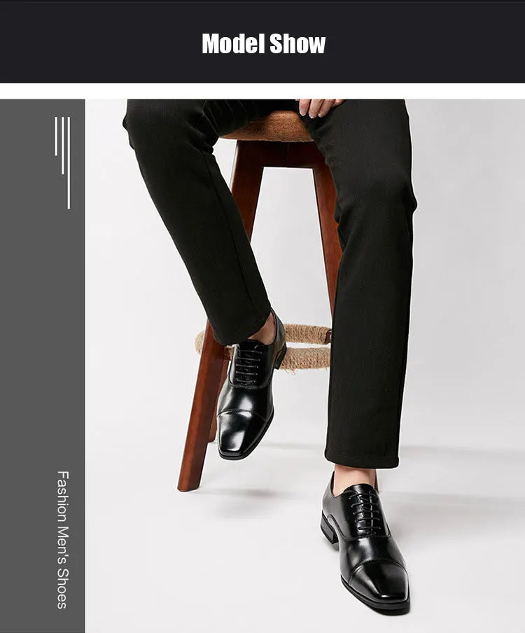 2025 Business New Fashion Men Dress Shoes Leather Men Wedding Oxford Shoes Lace-Up Office Suit Men's Casual Shoes Luxury Formal
