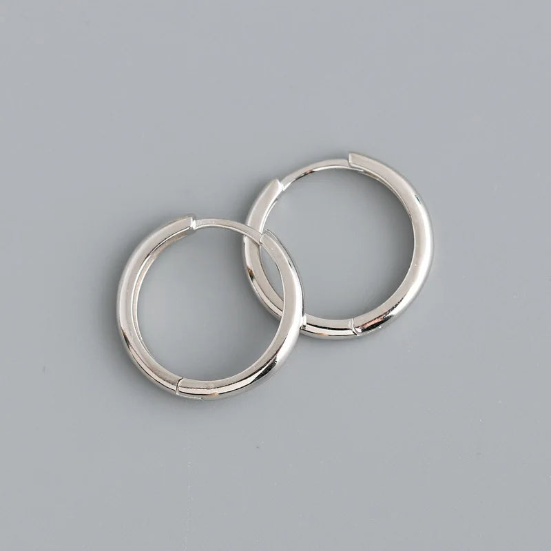 Real 925 Sterling Silver Minimalist Bohemian Round Ear Buckle for Women Punk Unisex Rock Hoop Earring Jewelry Accessories