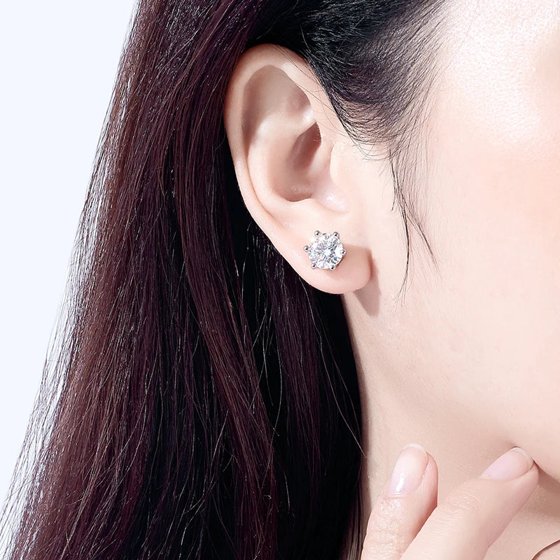 10k Gold 4/3/2/1.6/1/0.6ct Moissanite Stud Earrings For Women Real 10K Gold Post Anti-allergy Men Earrings Jewelry