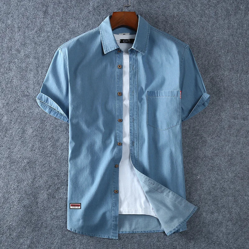 Men Cotton Light Blue Denim Shirts