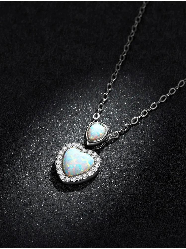 Genuine 100% 925 Sterling Silver Shining CZ Choker Necklace Heart-Shaped Pendant Chain Necklace for Women Fine Jewelry