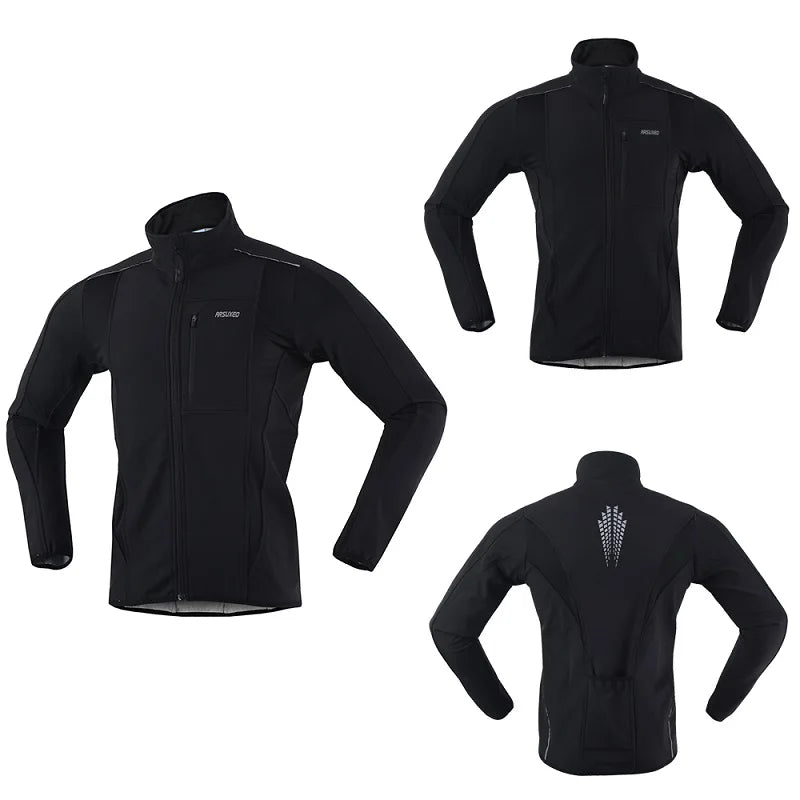 Men's Warm Cycling Jacket Fleece Bike Jersey Windproof Waterproof Softshell Coat Bicycle Clothing Motorcycle Raincoat