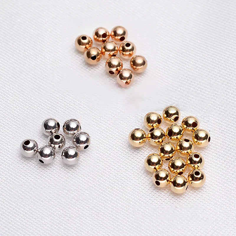 Genunie 18k Gold Beads DIY Acessories Bracelet Necklace Anklet Earrings Fine Jewelry Findings High Polished Au750 Gold Beads