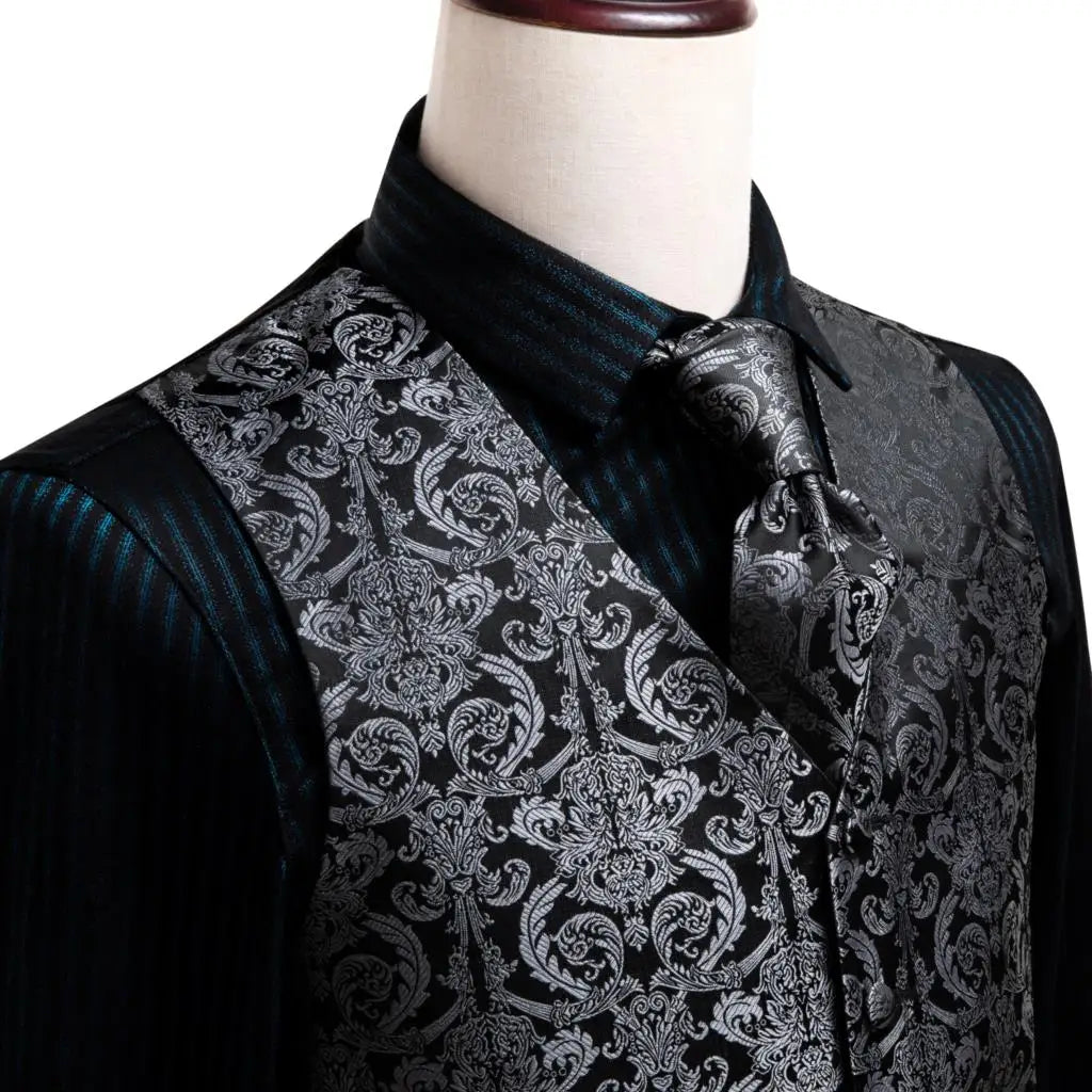 Fashion Silk Vest For Men Classic Gold Champane Yellow Waistcoat Jacket Tie Hankerchief Cufflinks Sets Dress Suit Wedding Hi-Tie