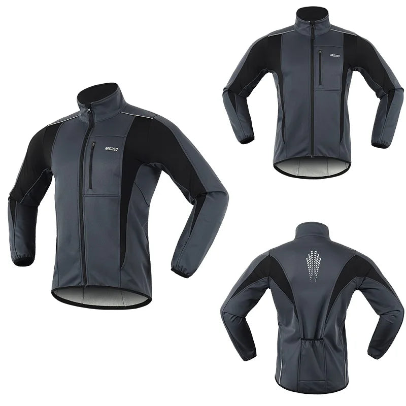 Men's Warm Cycling Jacket Fleece Bike Jersey Windproof Waterproof Softshell Coat Bicycle Clothing Motorcycle Raincoat