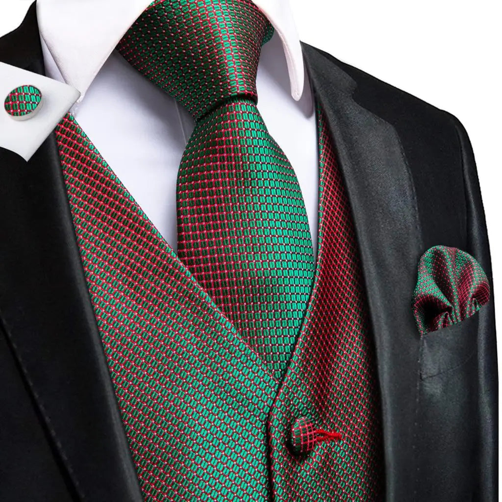 Fashion Silk Vest For Men Classic Gold Champane Yellow Waistcoat Jacket Tie Hankerchief Cufflinks Sets Dress Suit Wedding Hi-Tie