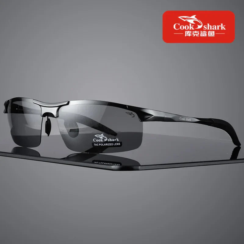 Cook Shark's new aluminum magnesium sunglasses men's sunglasses HD polarized driving drivers color glasses tide