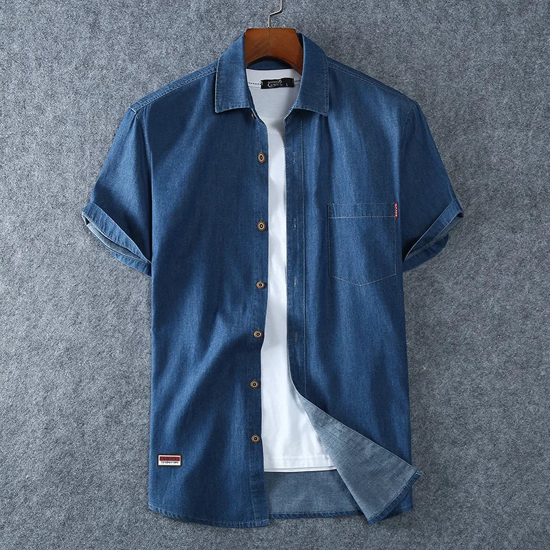 Men Cotton Light Blue Denim Shirts