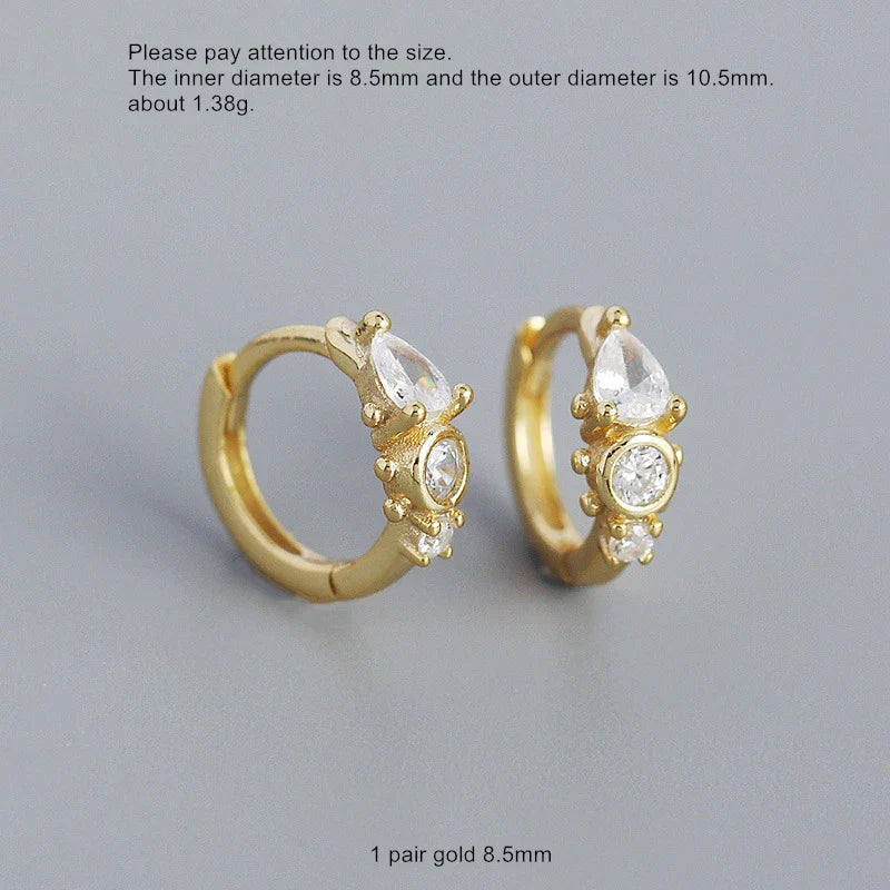 925 Sterling Silver Earring Zircon Sun Flower Ear Ring Geometric Style Water Drop Ear Bone Cute Temperament Woman Girl Ear Jewel