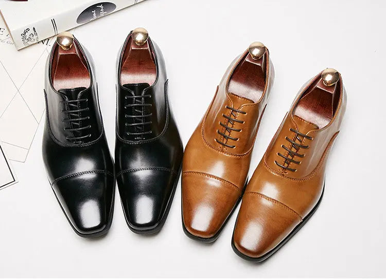 2025 Business New Fashion Men Dress Shoes Leather Men Wedding Oxford Shoes Lace-Up Office Suit Men's Casual Shoes Luxury Formal