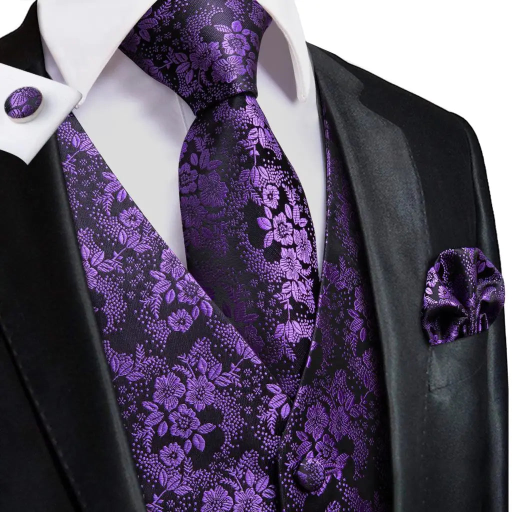 Fashion Silk Vest For Men Classic Gold Champane Yellow Waistcoat Jacket Tie Hankerchief Cufflinks Sets Dress Suit Wedding Hi-Tie