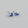 925 Sterling Silver Fashion Korean Chic Blue Horse Eye Zircon Stud Earrings for Women Teen Simple Color Piercing Jewelry