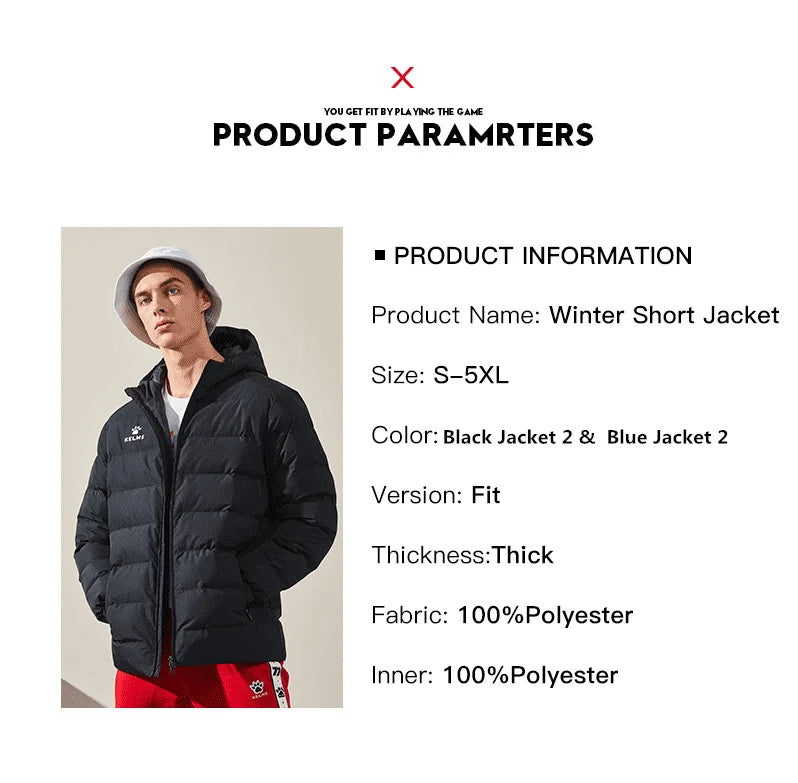 Winter Men's Cotton Jacket Hooded Short Warm Coat Training Sports Team Uniform Women Padded Outwear 8261MF1013