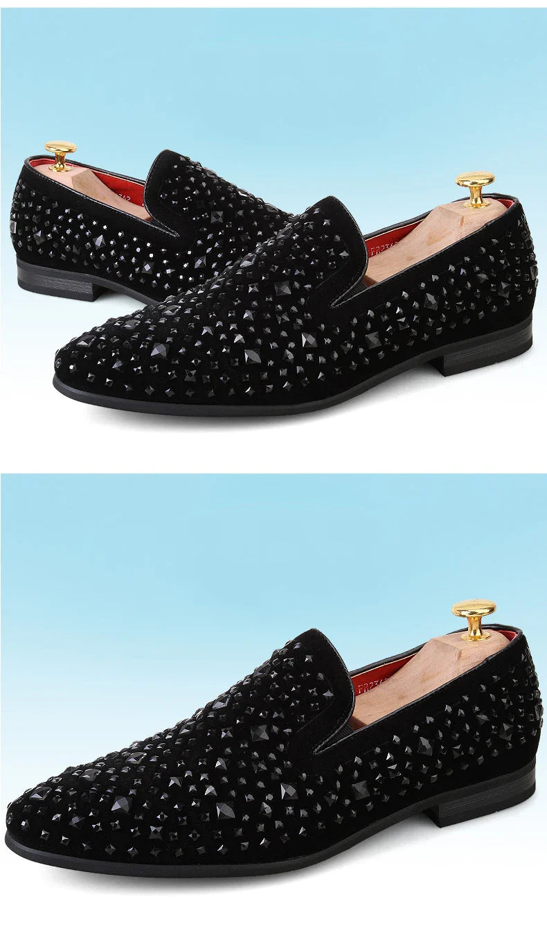 Formal Shoes Men Rhinestone Mens Dress Shoes Sepatu Slip On Pria Loafers Men Wedding Shoes Moda Italiana De Hombre Bona Zapatos