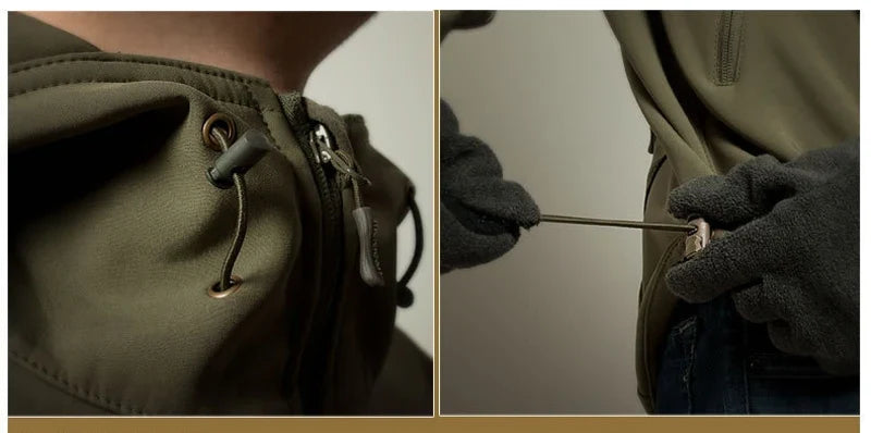 2024 New Fashionable Shark Skin Soft Shell Jacket Men's Tactical Windproof Waterproof Jacket Men's Jacket Hooded Jacket