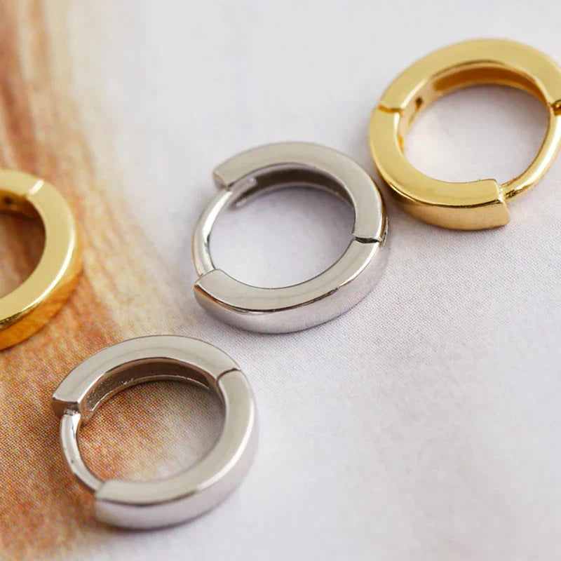 925 Sterling Silver Minimalist Punk Rock Circle Hoop Earrings for Women Men Goth Piercing Ear Buckle Charm Fine Jewelry