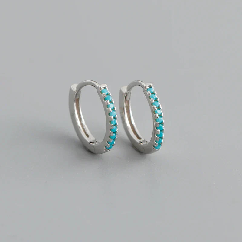 New Arrival Fashion Korean Blue Zircon Spike Geometric Stud Earrings for Women Real 925 Sterling Silver Gothic Jewelry