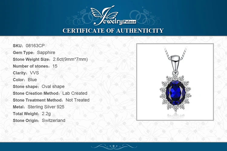 Princess Diana Created Blue Sapphire Ruby Simulated Emerald 925 Sterling Silver Pendant Necklace Women No Chain