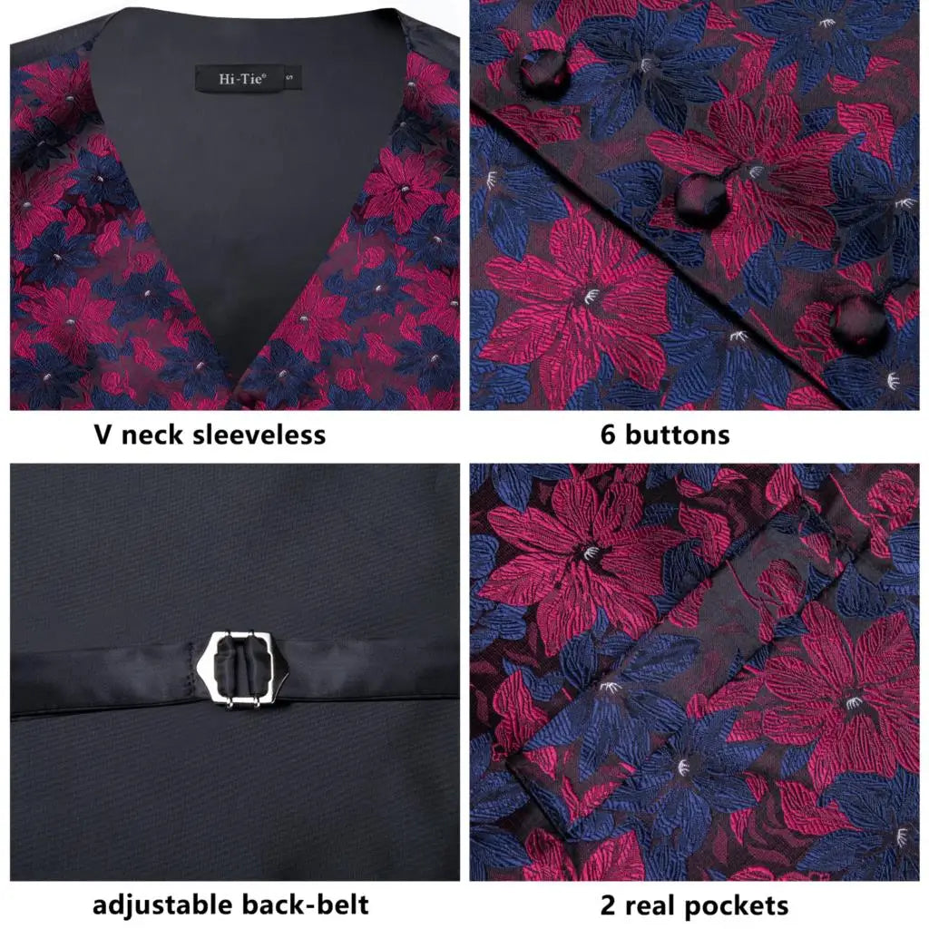 Fashion Silk Vest For Men Classic Gold Champane Yellow Waistcoat Jacket Tie Hankerchief Cufflinks Sets Dress Suit Wedding Hi-Tie