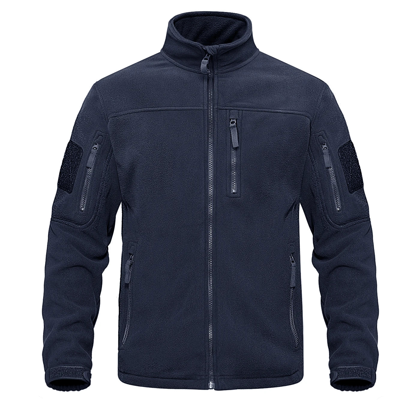 Full Zip Up Green Fleece Jacket Thermal Warm Work Coats Mens Zipper Pockets Jacket Hiking Training Outwear Windbreaker