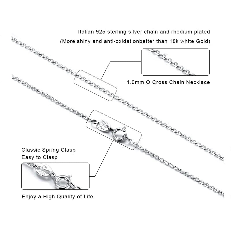 Real 925 Silver Link Chain Necklace For Women Men Basic Neck Chain Trendy Silver Cross Box Snake Chain Jewelry OSC20