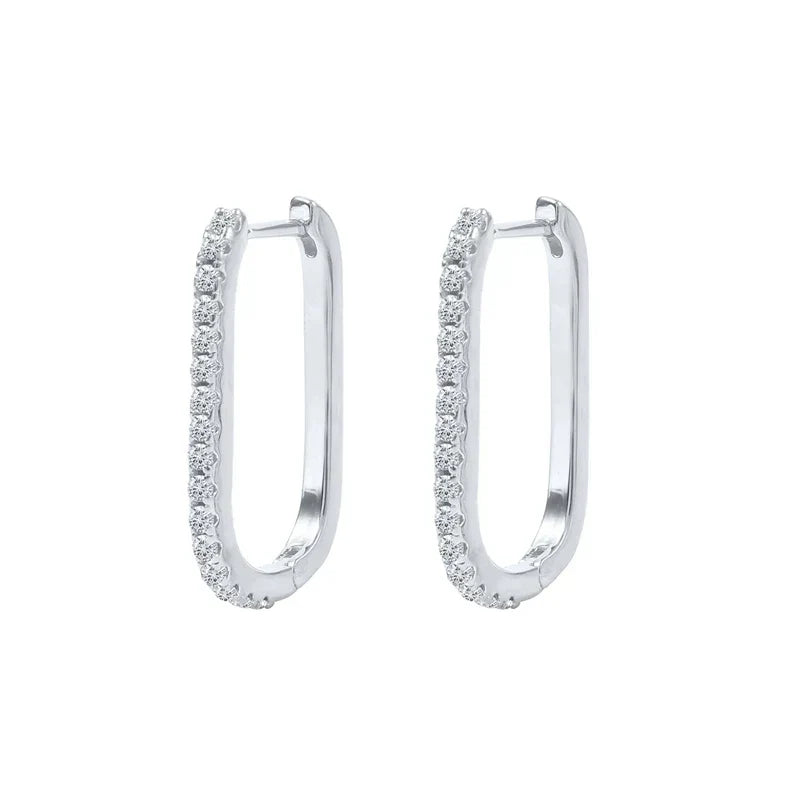 925 Sterling Silver Square Piercing Huggie Hoop Earrings for Women Simple Cubic Zirconia Earings Fine Jewelry Pendientes