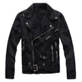 Men's Zippers Black Biker Jean Jacket Streetwear Thick Denim Slim Coat with Belt High Quality