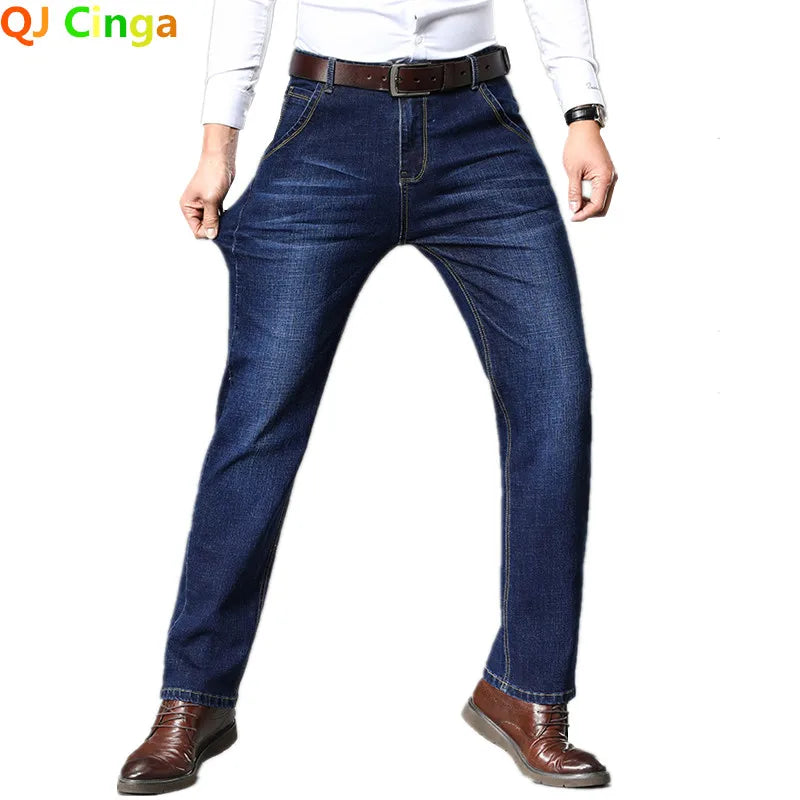 Blue Men's Stretch Jeans, Black Denim Trousers, Fashion Slim Casual Pants Asian Size 28-40