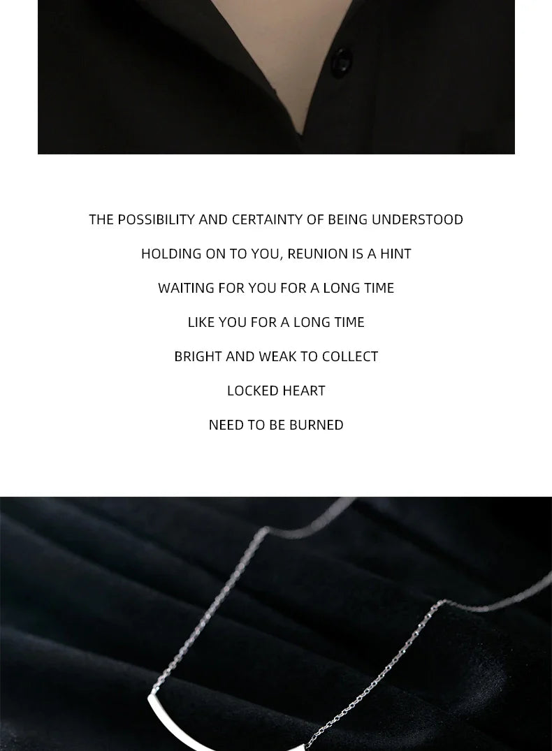 Silver Simple Geometric Female Necklaces 100% 925 Sterling Silver Classic Fashion Chain Necklaces For Women Girl Jewelry