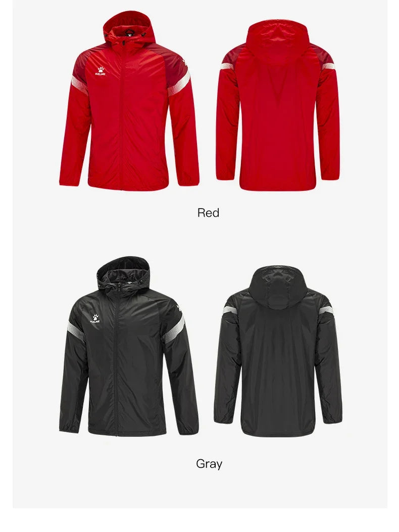 Men's Windbreaker Running Jacket Soccer Kid Hooded Windproof Coat Couple Training Waterproof Jacket Quick Dry 8061WT1005