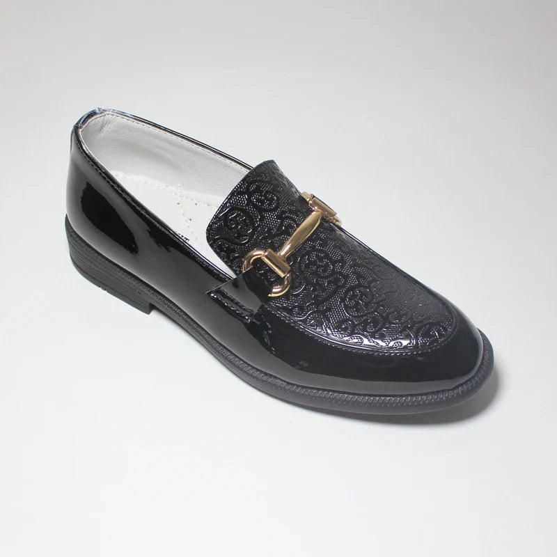 Fashion Boys Shoes Kids Formal Shoe For Party Wedding Black Patent Leather Slip On Round Toes Performance Children Oxfords 25-38