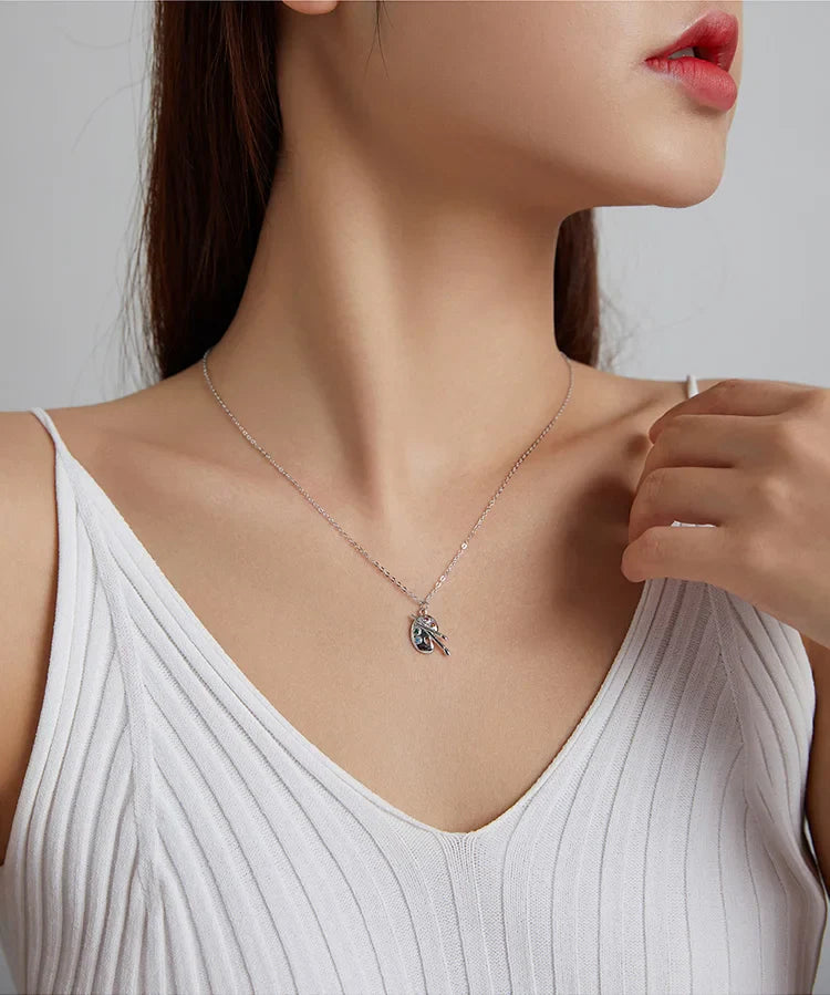 925 Sterling Silver Color Palette Necklace Chain Zircon Crystal Art Brush for Women Fine Statement Jewelry SCN457