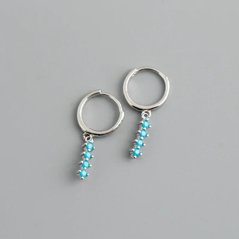 New Arrival Fashion Korean Blue Zircon Spike Geometric Stud Earrings for Women Real 925 Sterling Silver Gothic Jewelry