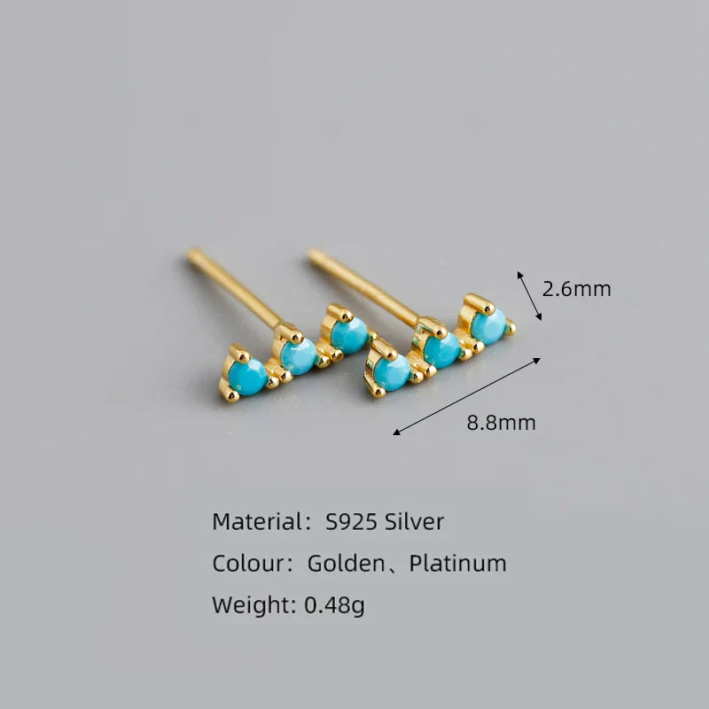 New Arrival Fashion Korean Blue Zircon Spike Geometric Stud Earrings for Women Real 925 Sterling Silver Gothic Jewelry