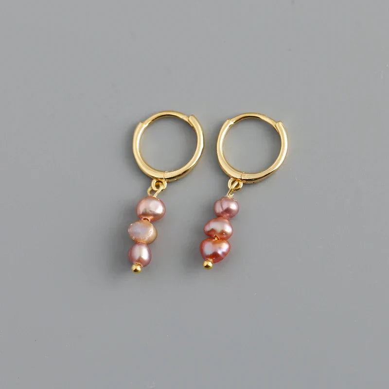 Real 925 Sterling Silver Natural Freshwater Baroque Pearl Stud Earrings for Women Bohemian Charming Jewelry Trend 2021