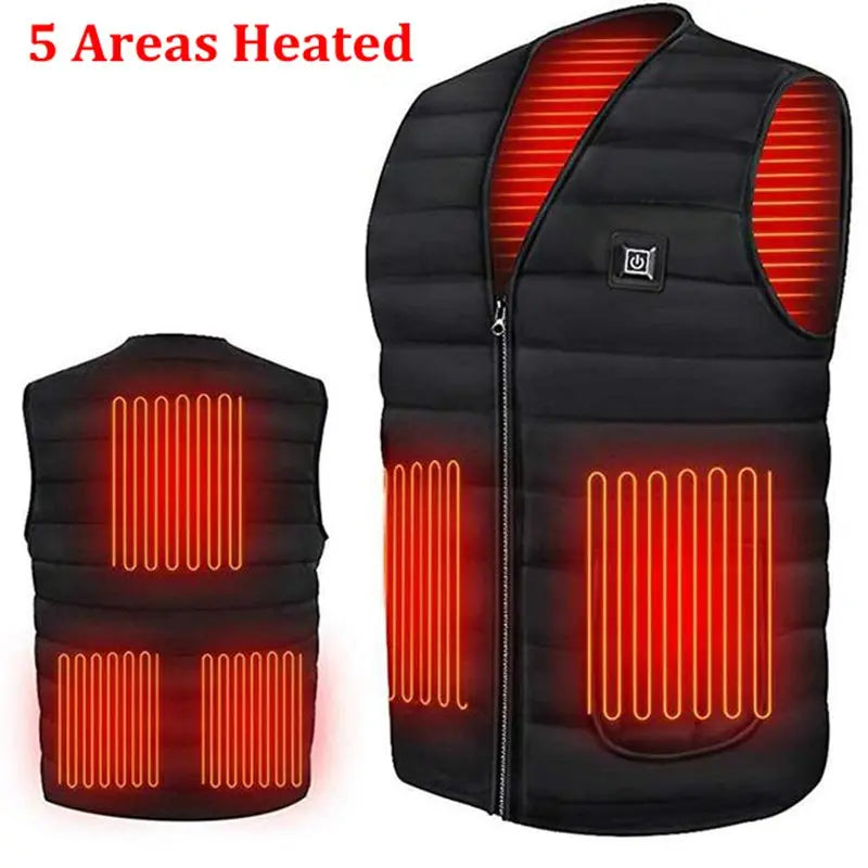 11 Area Heating Vest Men/Women Casual V-neck USB Heated Vest Smart Control Temperature Heating Jacket Cotton Coat Winter Hunting