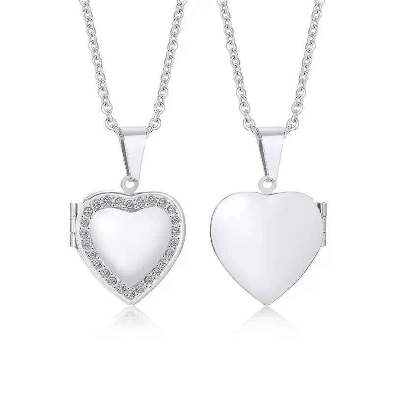 Delicate Floral Oval Heart Locket Pendant Necklaces for Women,Stainless Steel Photo Frame Promise Love Keepsake Gift