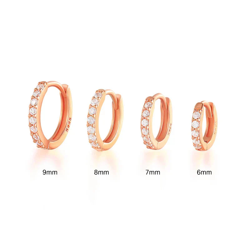 Silver 925 1 pair Women Small Hoops Earring Piercing Ear Cartilage Tragus Simple Thin Circle Anti-allergic Ear Buckle