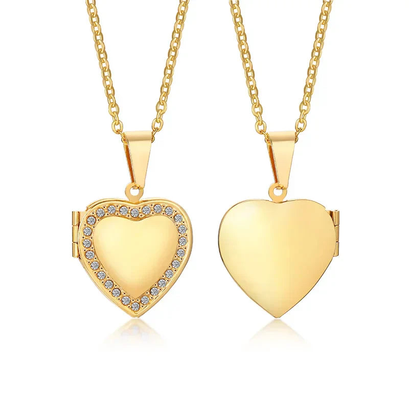 Delicate Floral Oval Heart Locket Pendant Necklaces for Women,Stainless Steel Photo Frame Promise Love Keepsake Gift